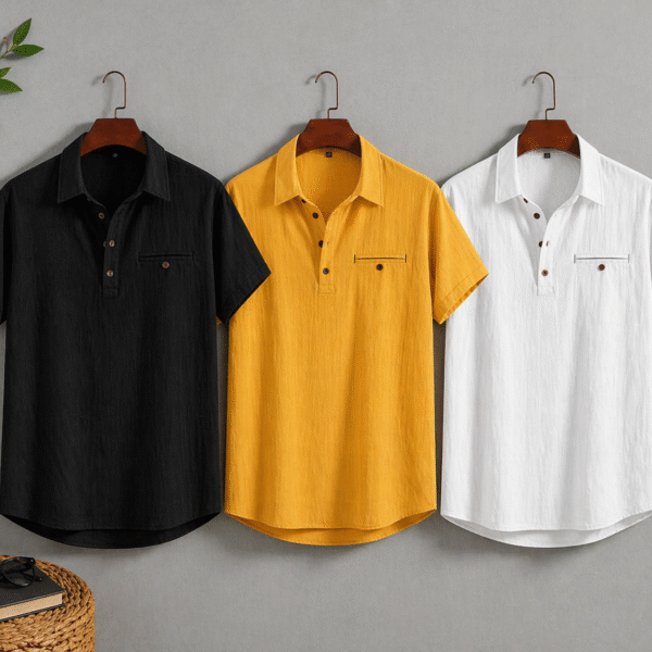 Henley Style Short Sleeve Shirt (Collar Version)