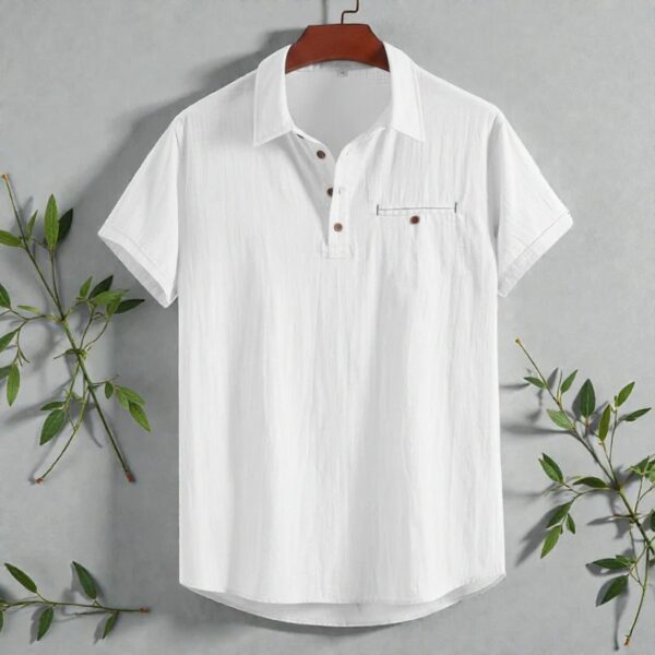Premium Cotton White Henley Casual Shirt