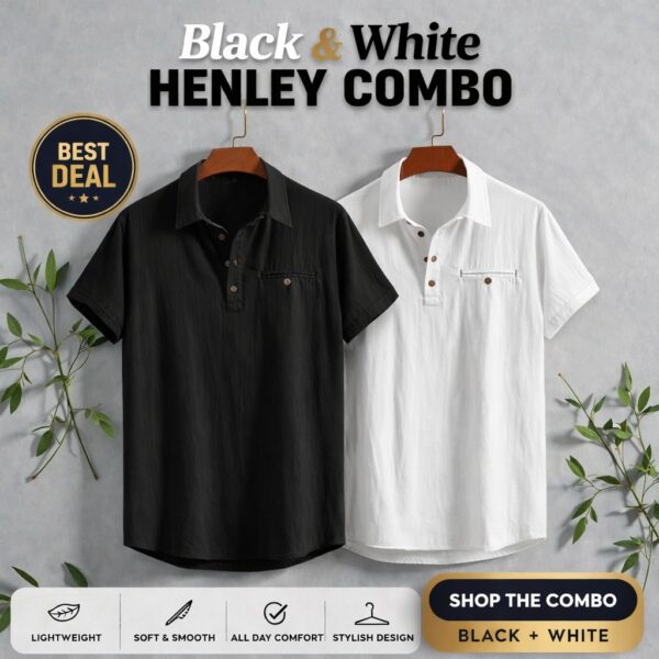 Black White Henly Katua Casual Shirt Combo